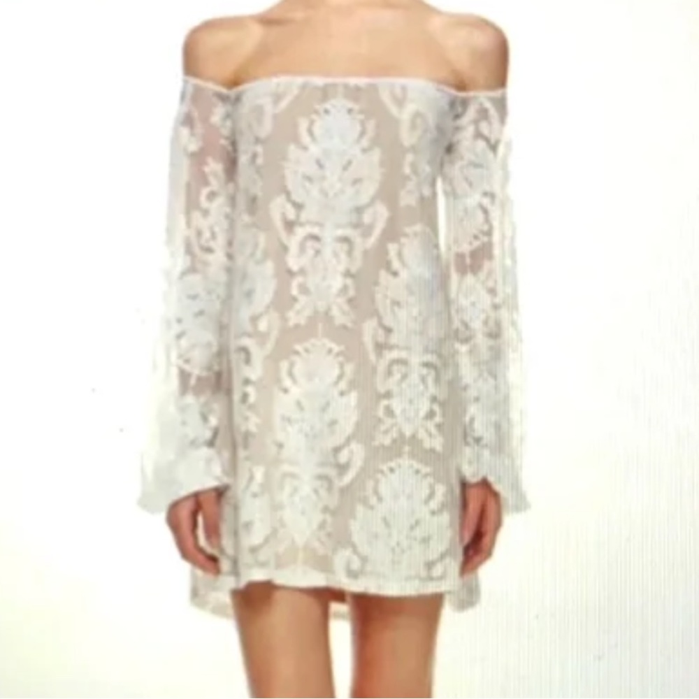 For Love And Lemons Off-Shoulder White Lace Dress